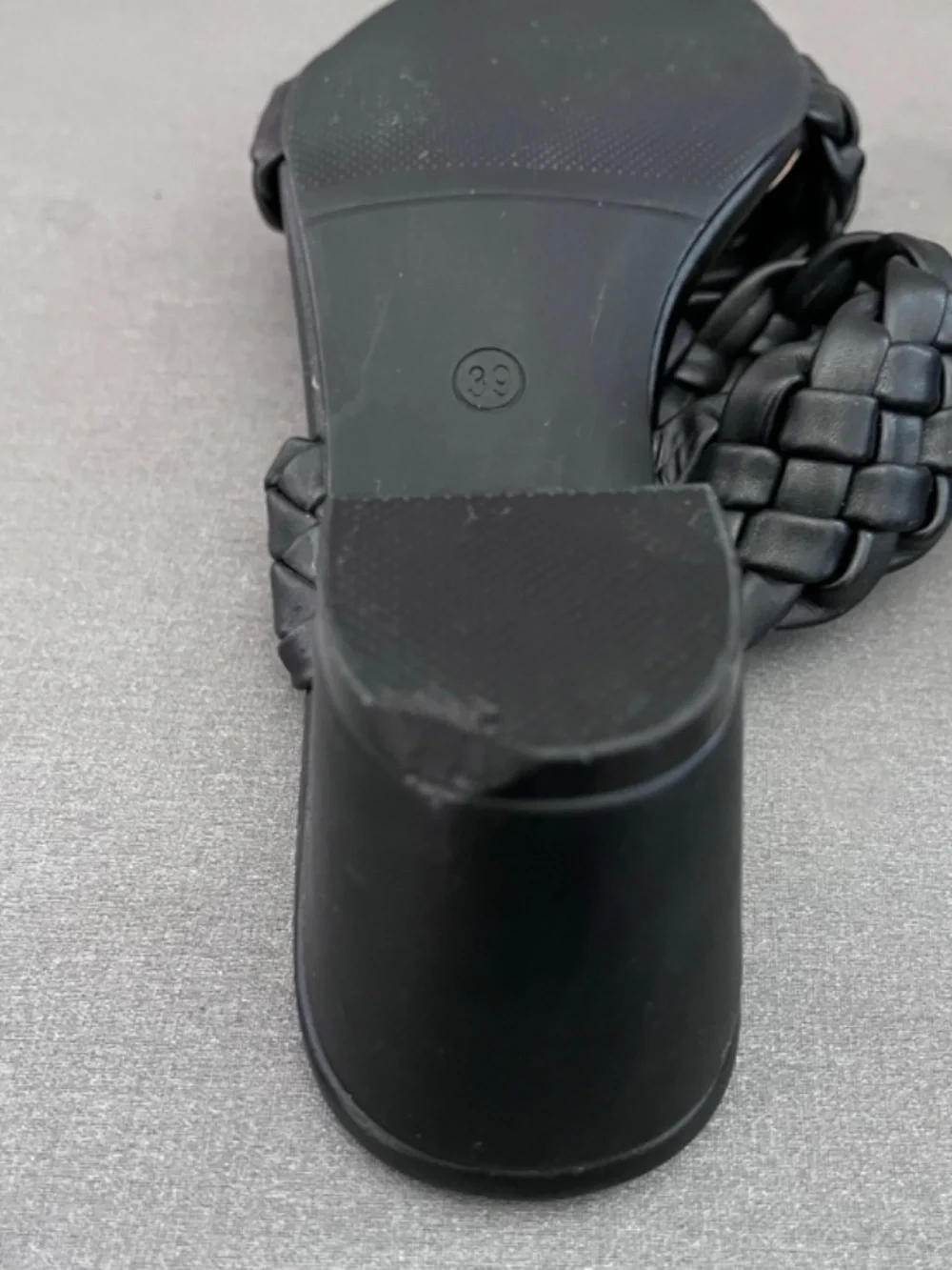 Cushionaire Double Braided Black Block Heel Slide Sandal, Size EUR 39, US 8.5